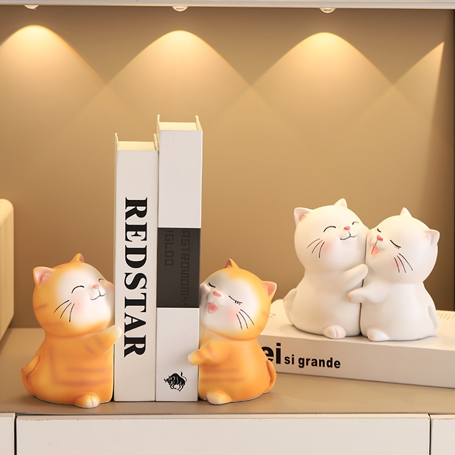 LoveCats - Fermalibri Gatto Peloso Incantevole - Perfetto per Decorazione Casa & Ufficio