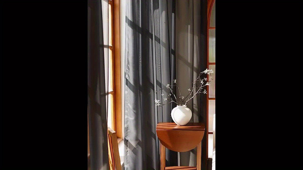 Cortinas semitransparentes - Paquete de 2 cortinas ligeras y transpirables de poliéster para dormitorio y puertas de terraza