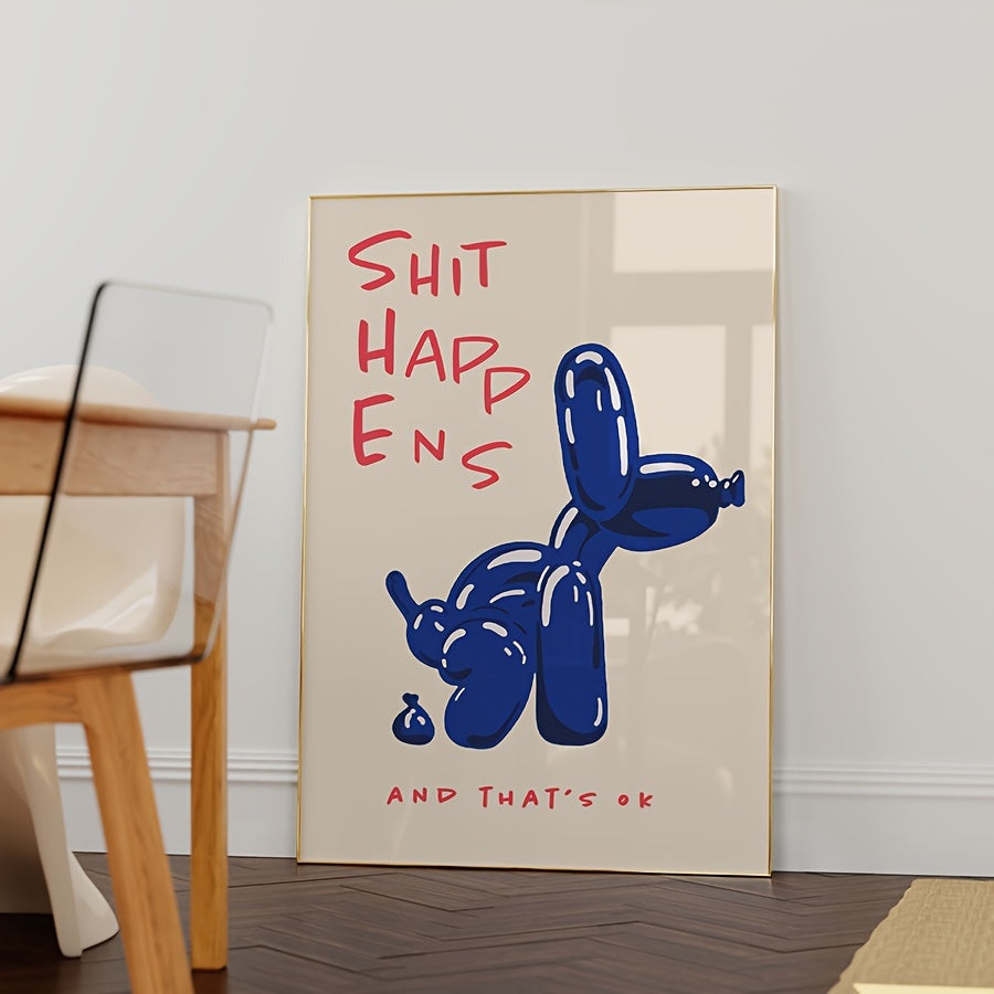 1 Pieza Póster Moderno Sin Marco en Lienzo - Tipografía Inspiradora Azul y Roja, Impresiones de Perro Globo Decoración de Pared