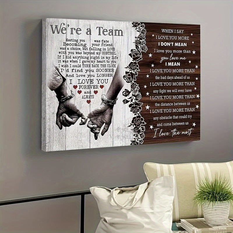 Wooden With Frame Personalized Couple Canvas, I Love You Couple Gift, Meeting You Was Destiny Canvas, Gift For Beloved Birthday Anniversary Couple Canvas