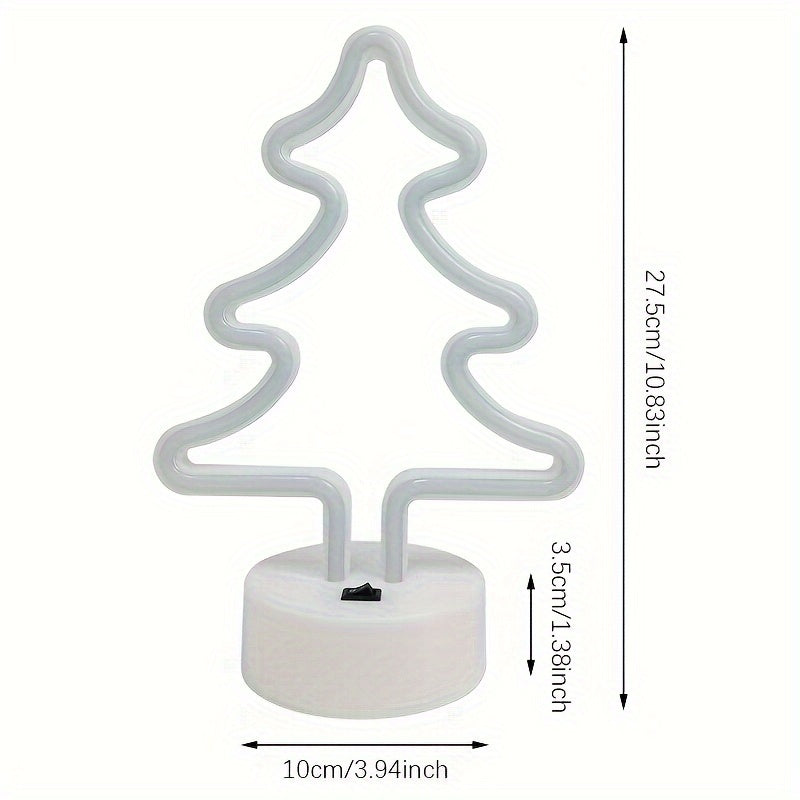 FestiveGlow - Lâmpada de Árvore de Natal Neon LED, Alimentação Dupla USB/Pilha