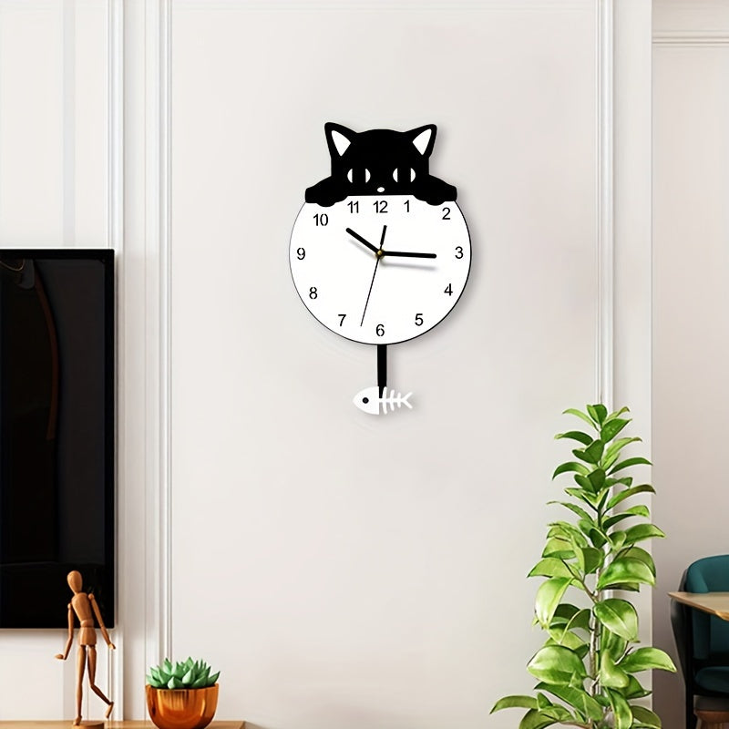 SwingCat - Style Swinging Cat Wall Clock by WANTIFO, Modern Cartoon Style