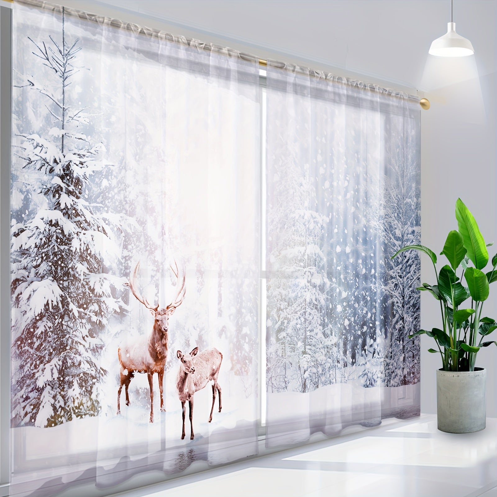 Tende Pupazzo di Neve - 2 Pezzi Trasparenti con Tasca per Asta