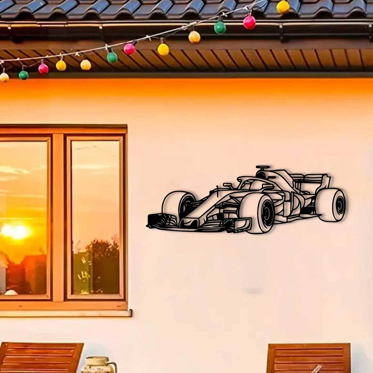 RaceSculpt - Formule Raceauto Metalen Muursculptuur