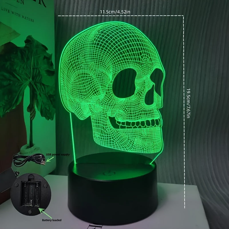 SkullGlow - 3D LED Skull-Shaped Table Lamp with USB Power Supply
