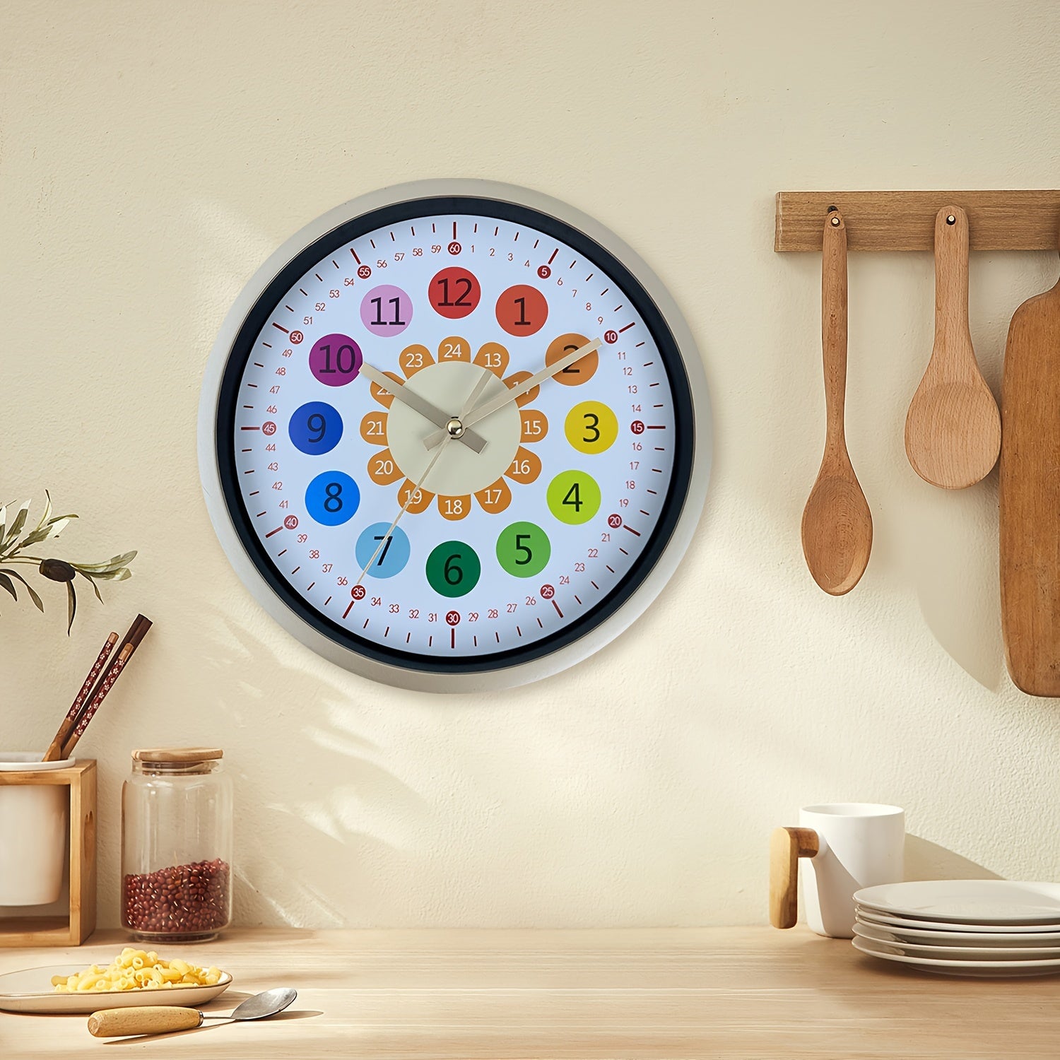 Reloj de pared de plástico de 8 pulgadas - Diseño de girasol, reloj silencioso