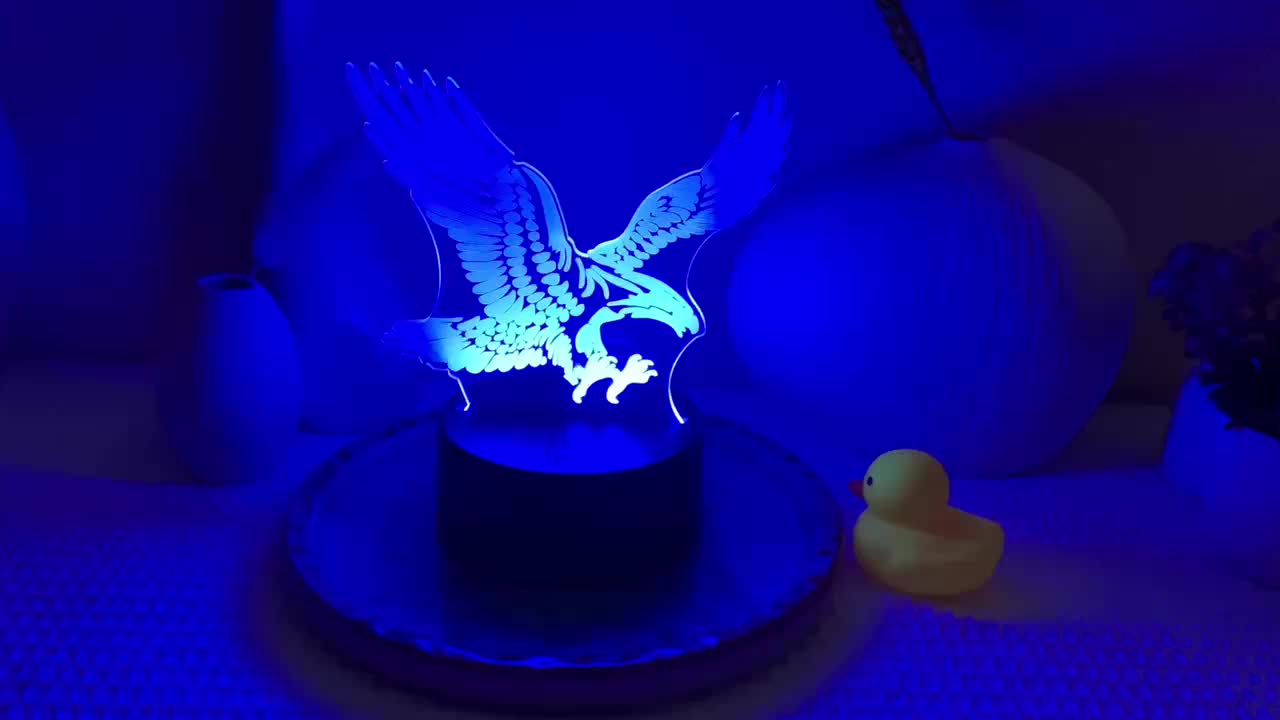 EagleLight - Lámpara nocturna LED 3D con control táctil, lámpara de mesa USB de 7 colores