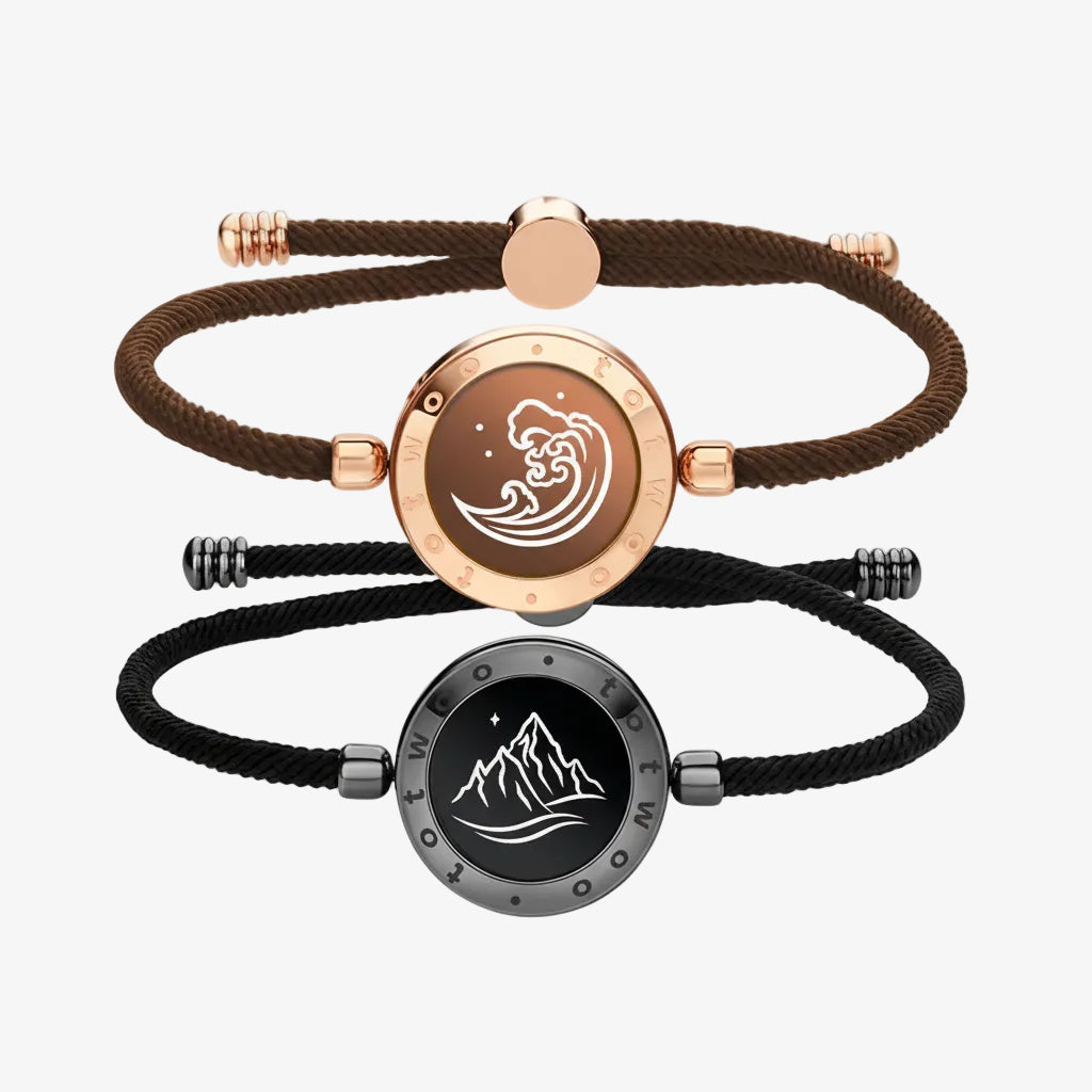 Conjunto de Pulseiras de Parceiro Ligantes Vibração Aço Inoxidável Bluetooth