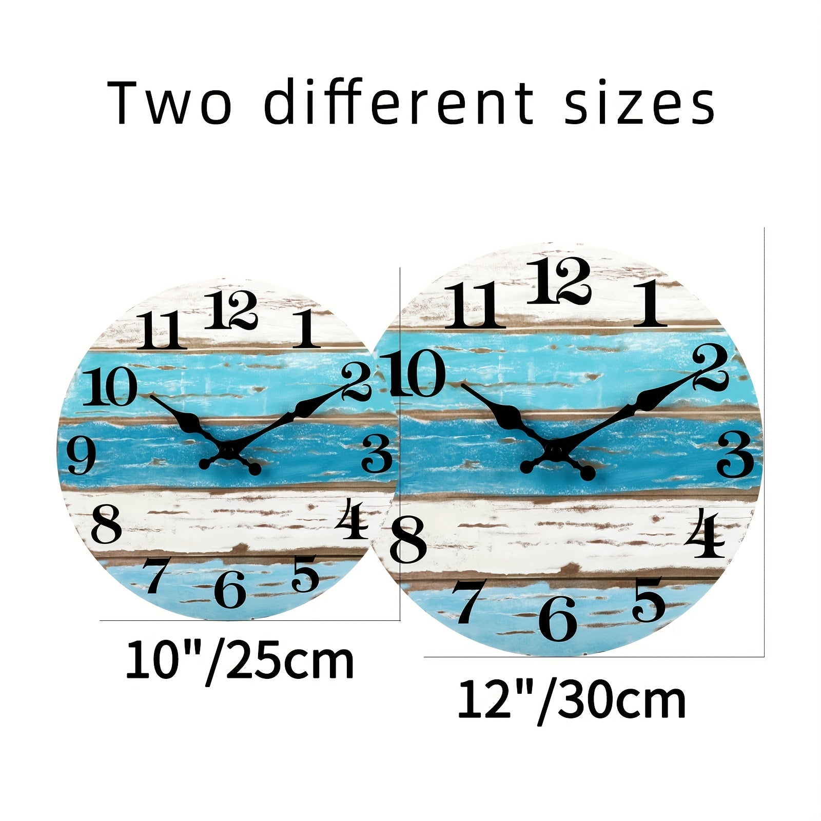 Nautical Wall Clock - Silent Round Clock, Blue Theme for Outdoor and Indoor Use