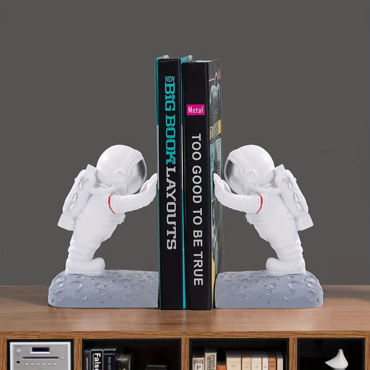 SpaceHold - 2 pezzi di fermalibri astronauta per libri pesanti