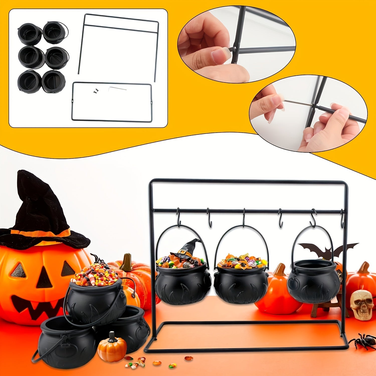 CauldronServe - Snoepkommen Set - 6-delige Halloween Heksenketel Serveerschalen
