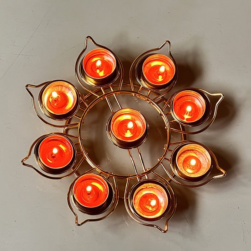 Gouden Metalen Lotus Kaarsenhouder - Perfect voor Feestelijke Decoraties