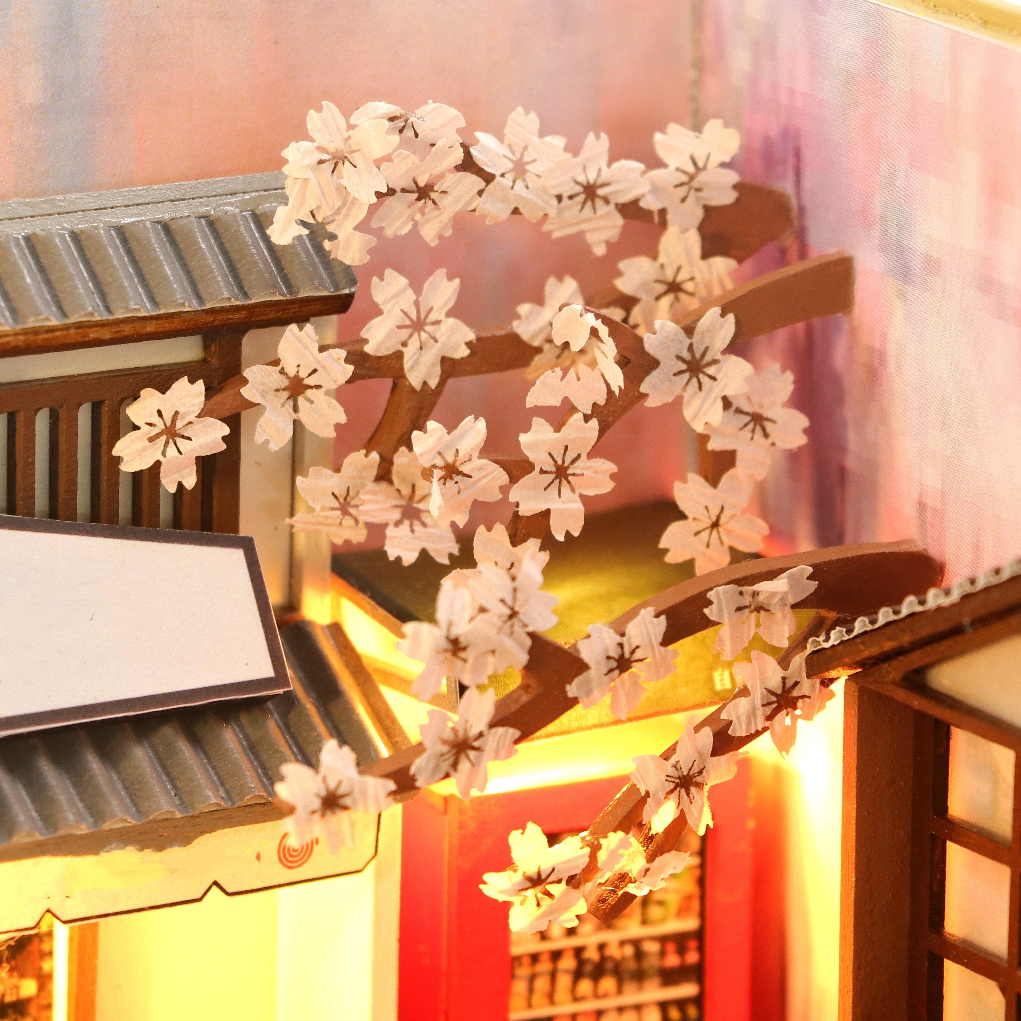 CherryBlossom - Kit Fermalibri 3D in Legno - Architettura Giapponese Creativa Fai-da-te