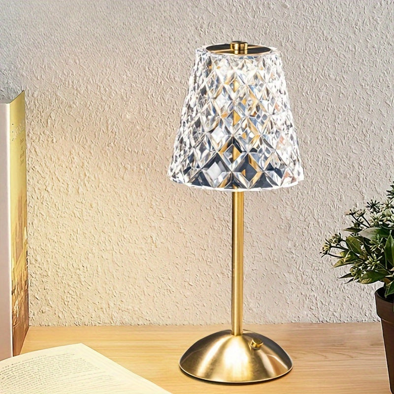 CrystalLux - Lámpara de mesa LED tricolor con diseño de cristal de lujo y interruptor táctil