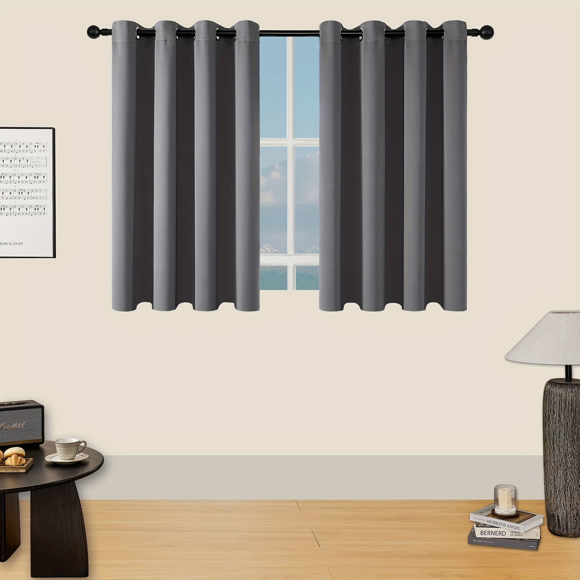 Tende Oscuranti - 2 Pezzi Tende Moderne in Poliestere con Isolamento Termico e Anelli