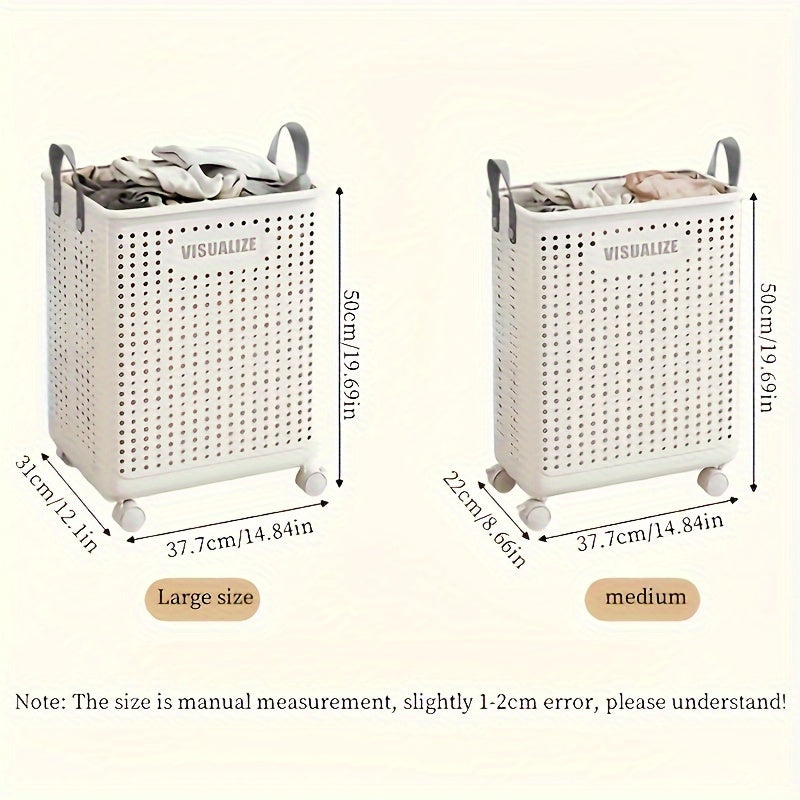 Cesto porta biancheria pieghevole in plastica con ruote