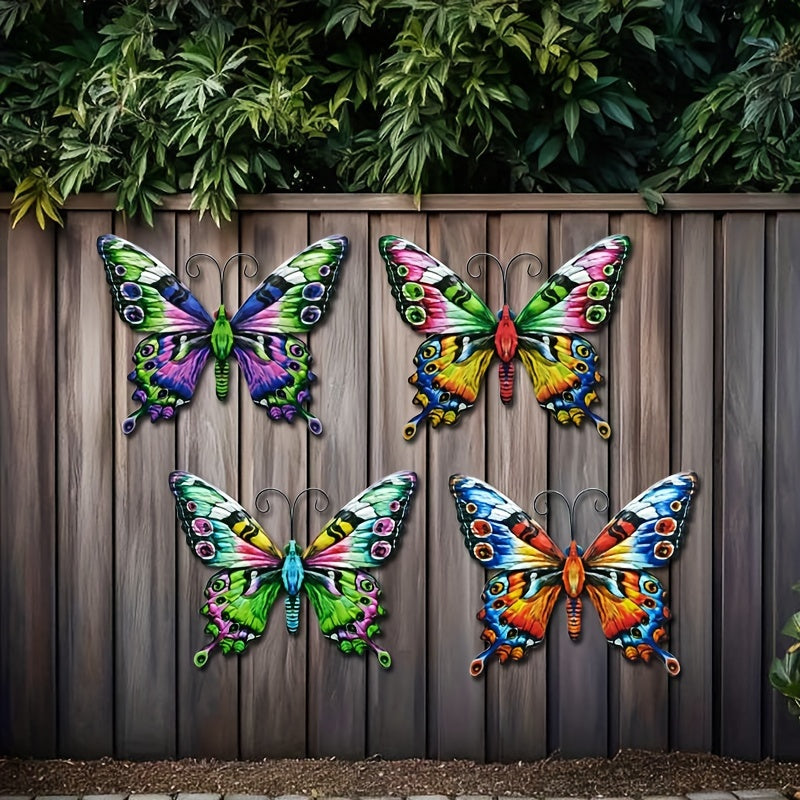 4 piezas Decoración de pared de mariposas de metal