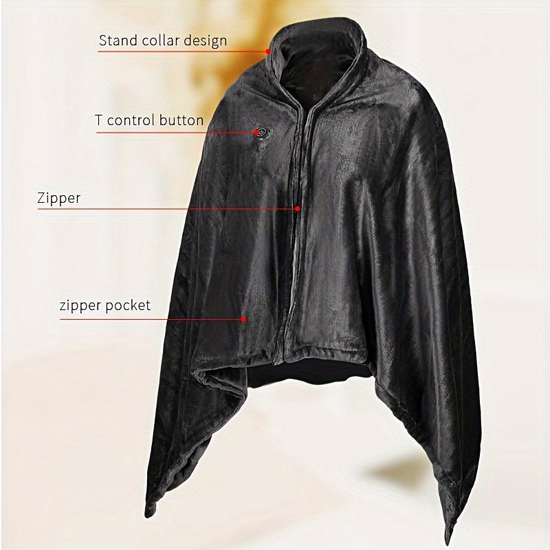 Coperta Elettrica USB - Flanella Doppia Faccia, 3 Livelli di Calore, Lavabile a Mano