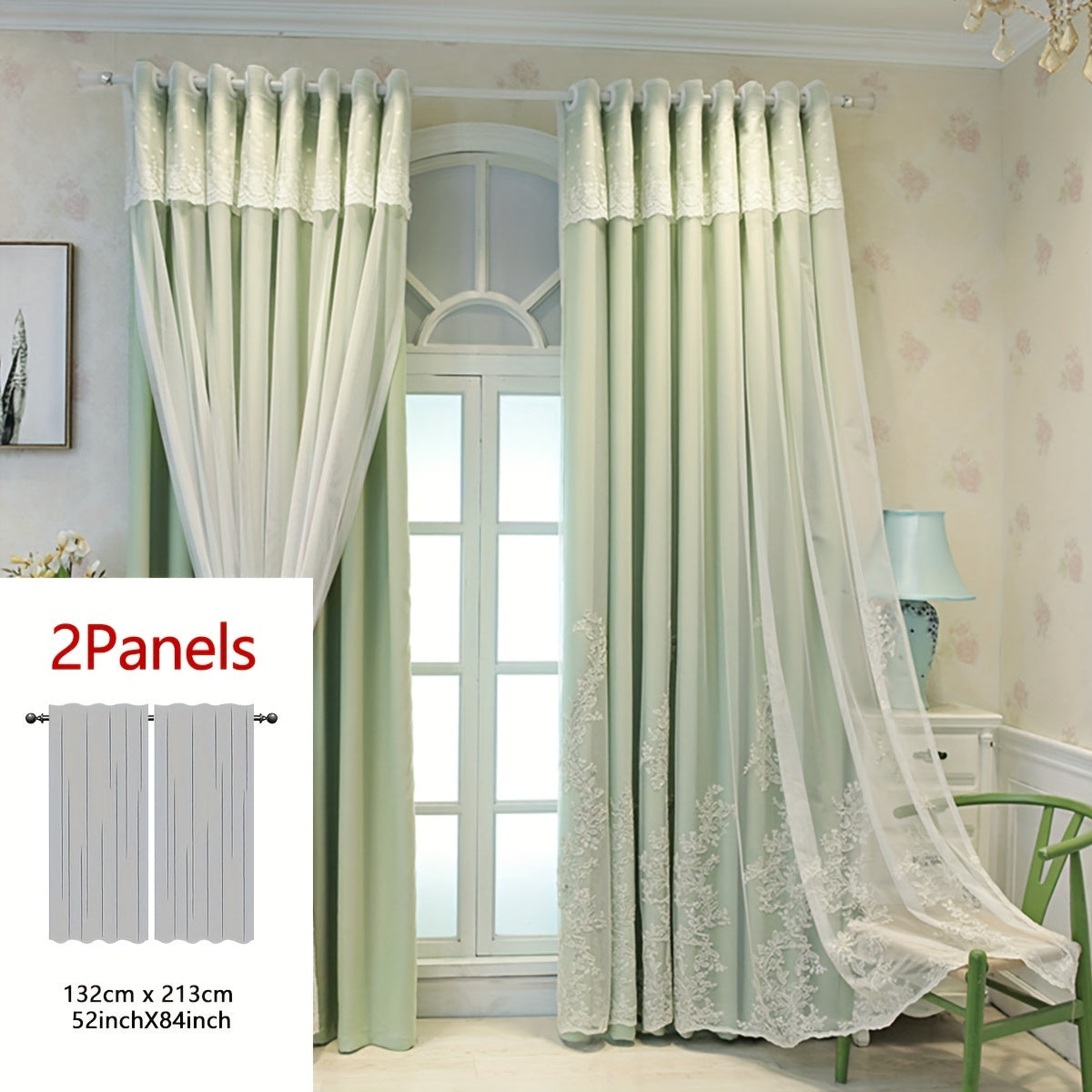 2 Stuks Elf Fairy Geborduurde Gordijnen - Lichtdoorlatende Gordijnpanelen met Geïntegreerde Stof en Ringen