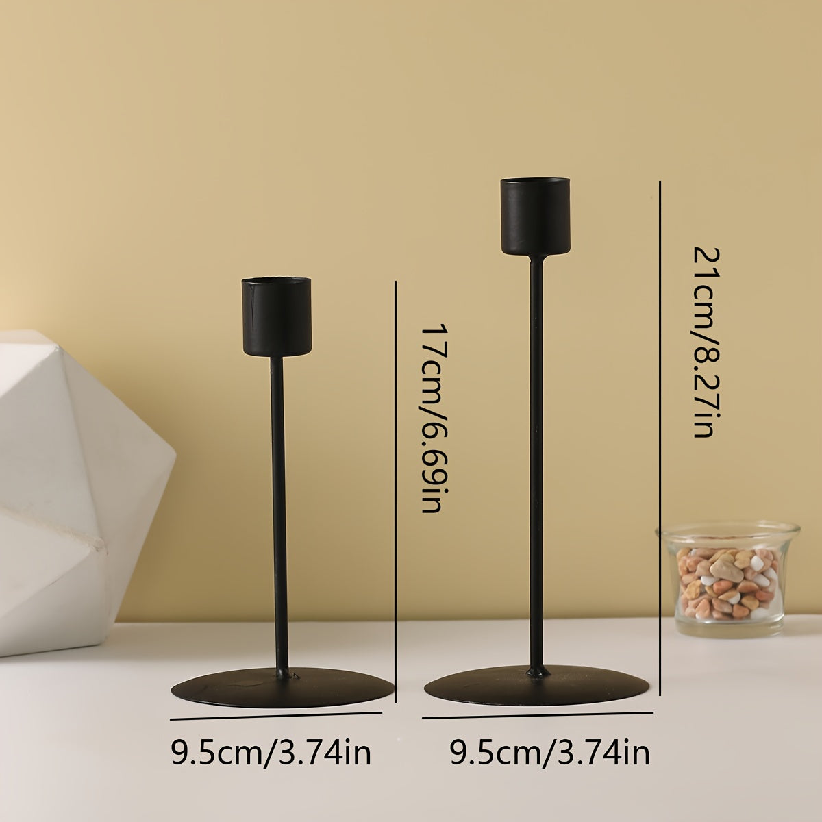 2 Soportes Metálicos para Velas – Decoración de Mesa para Cena, Boda y Fiestas