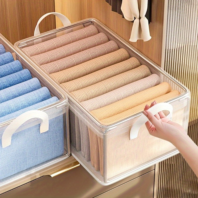 Set da 4 Scatole di Stoccaggio in Plastica con Telaio in Acciaio e Maniglie Rinforzate – Organizer Trasparente Impilabile con Coperchio