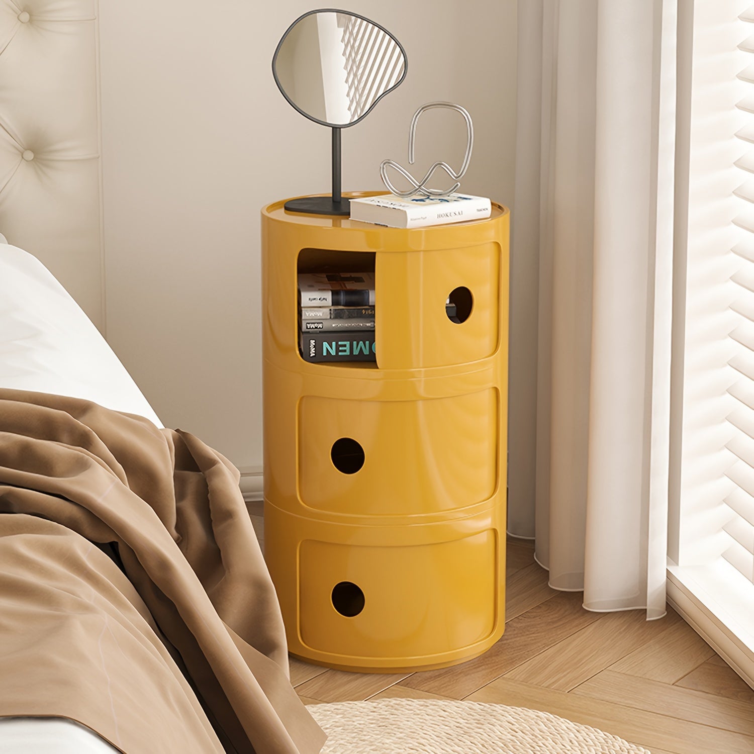 Comodino Rotondo – Mobiletto Bianco per Riporre