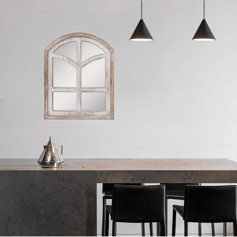 Rustic Farmhouse Wandspiegel – 58.42x45.72cm Grote Houten Lijst, Verticaal Hangende Spiegel voor Badkamer en Woonkamer