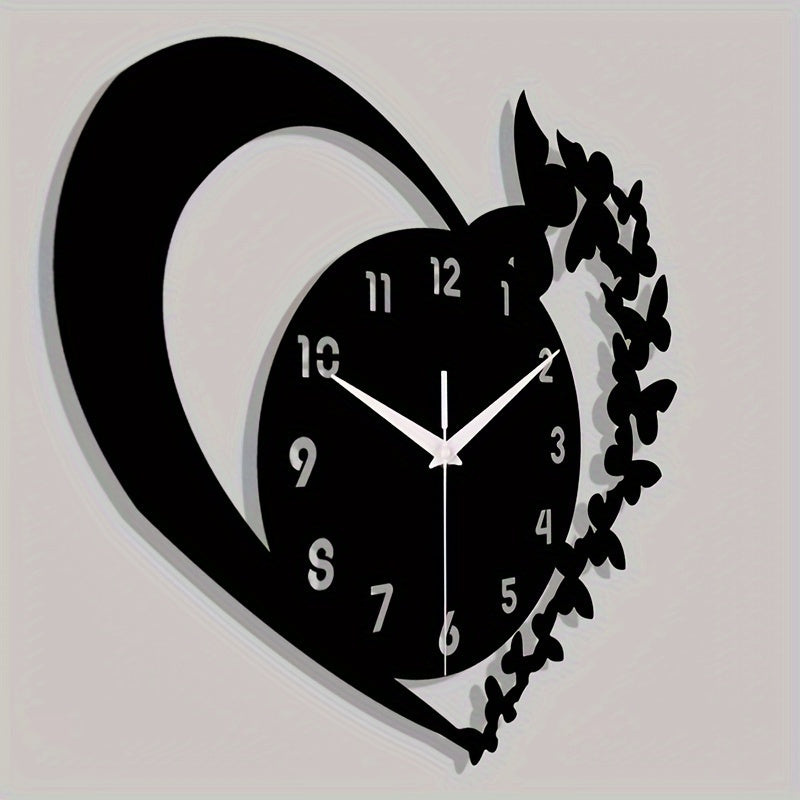 Reloj de pared acrílico silencioso en forma de corazón - Diseño de amor sin marco para sala de estar, dormitorio y oficina