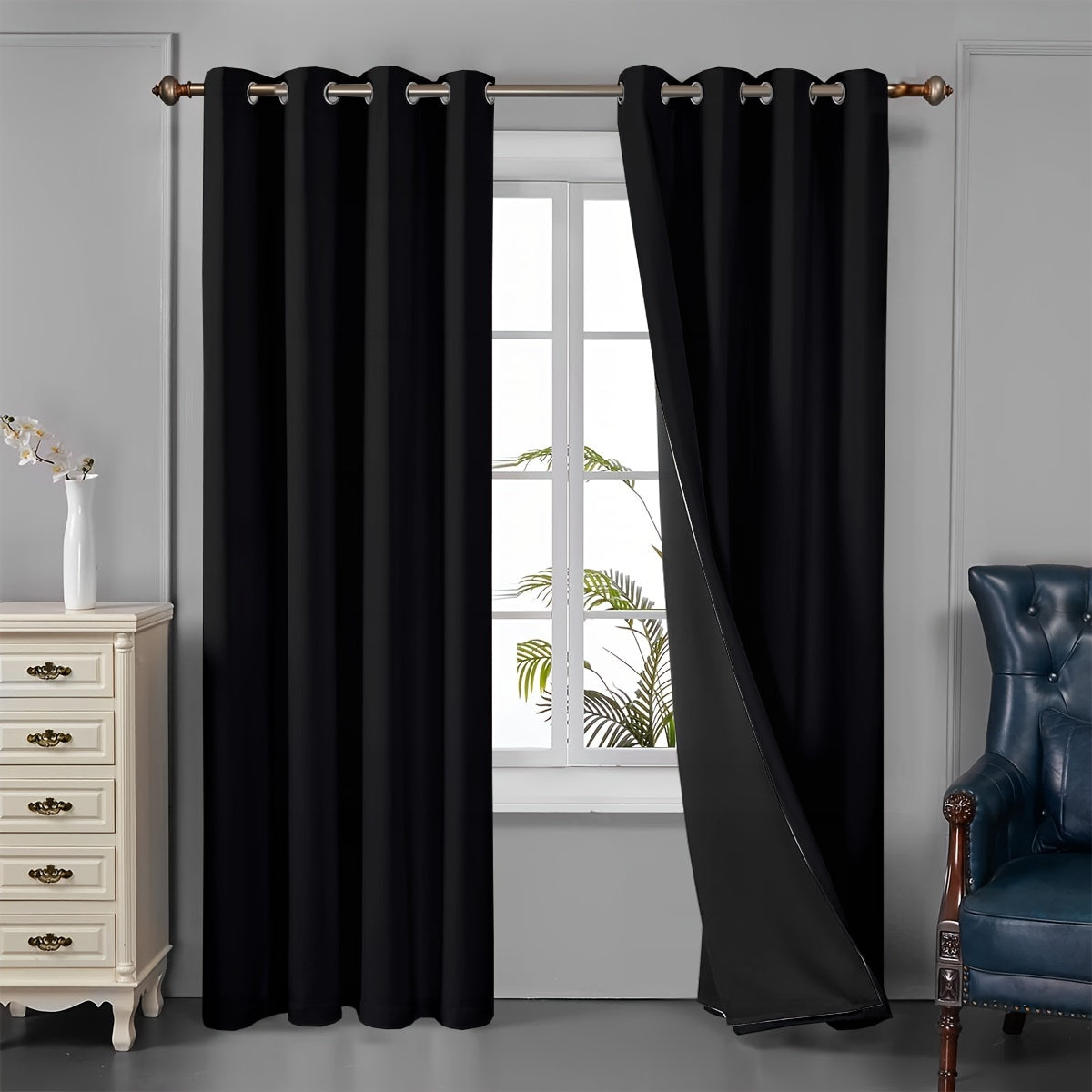 Tende oscuranti - 2 pezzi tende oscuranti con occhielli, protezione UV e isolamento termico