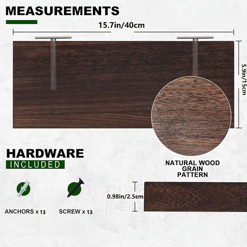 RusticShelf - 3-delige Zwevende Planken Set - Houten Opbergrekken in Zwart