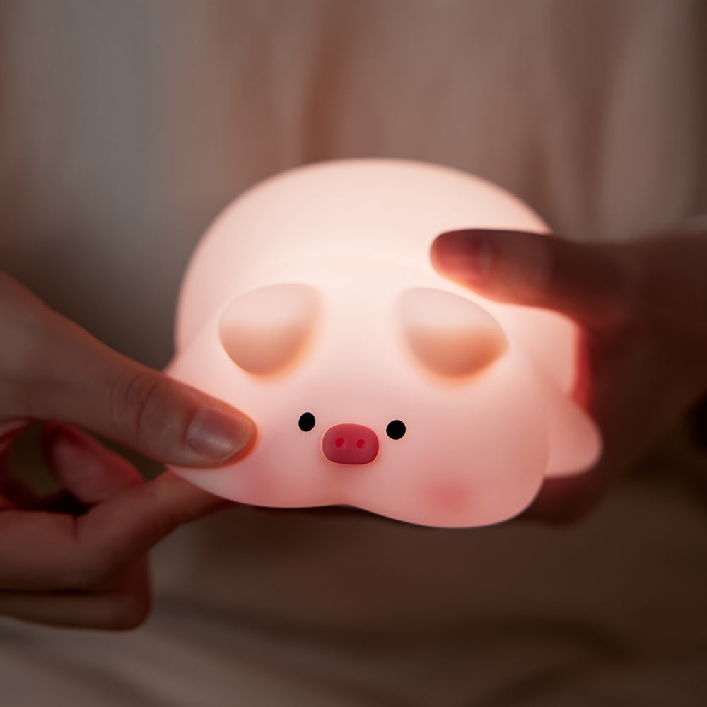 PiggyGlow - Lámpara nocturna de silicona adorable, recargable por USB, regalo perfecto