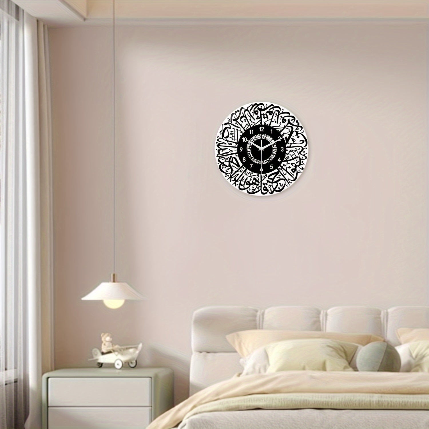FaithTime - Reloj de pared islámico de vidrio templado, decoración redonda silenciosa