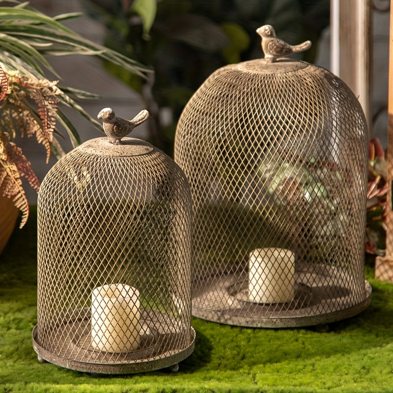 Vintage Vogelkooi Metalen Kaarsenhouder - Gepolijste Tafeldecoratie