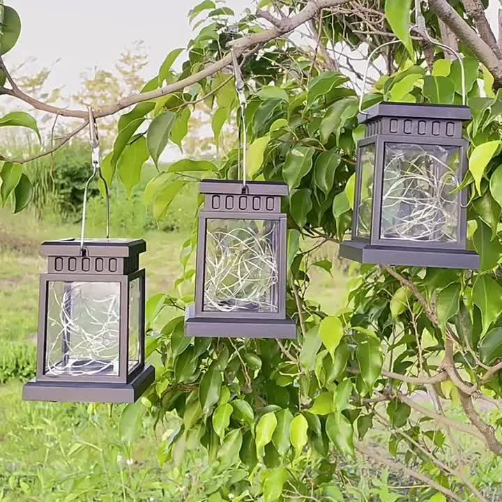 Solar Lantern - 1/3/4 Pieces Waterproof Solar Hanging Lanterns, Garden Decorations and Christmas Ornaments
