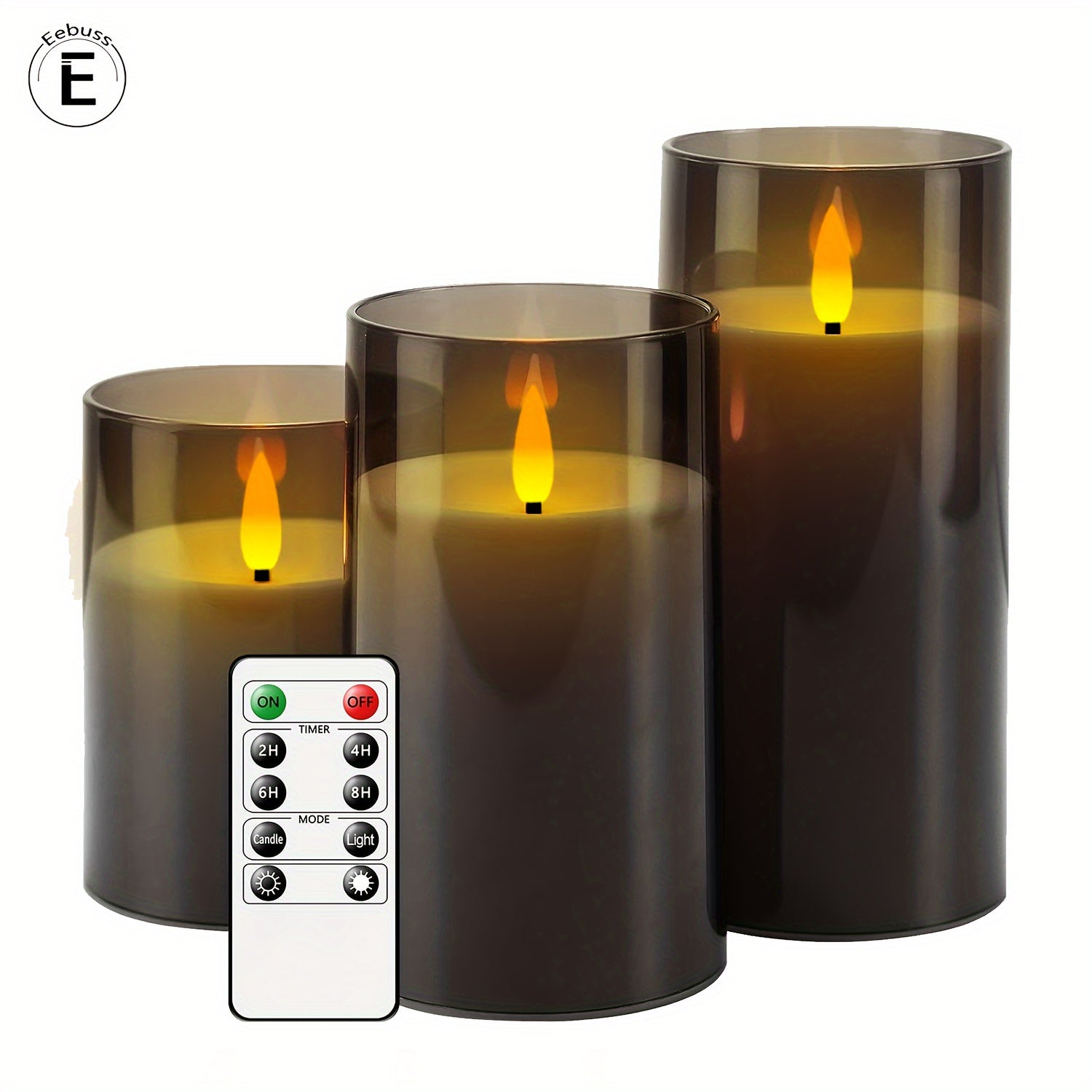 Candela LED senza fiamma con telecomando – Grigio