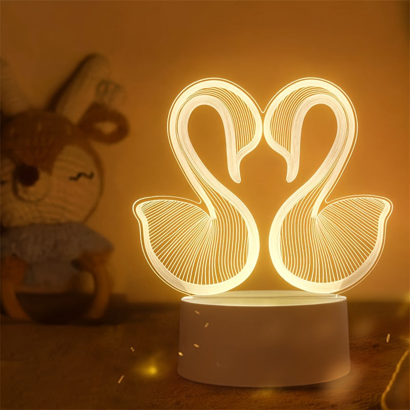 SwanLight - Candeeiro de Mesa 3D LED com Estrutura de Acrílico