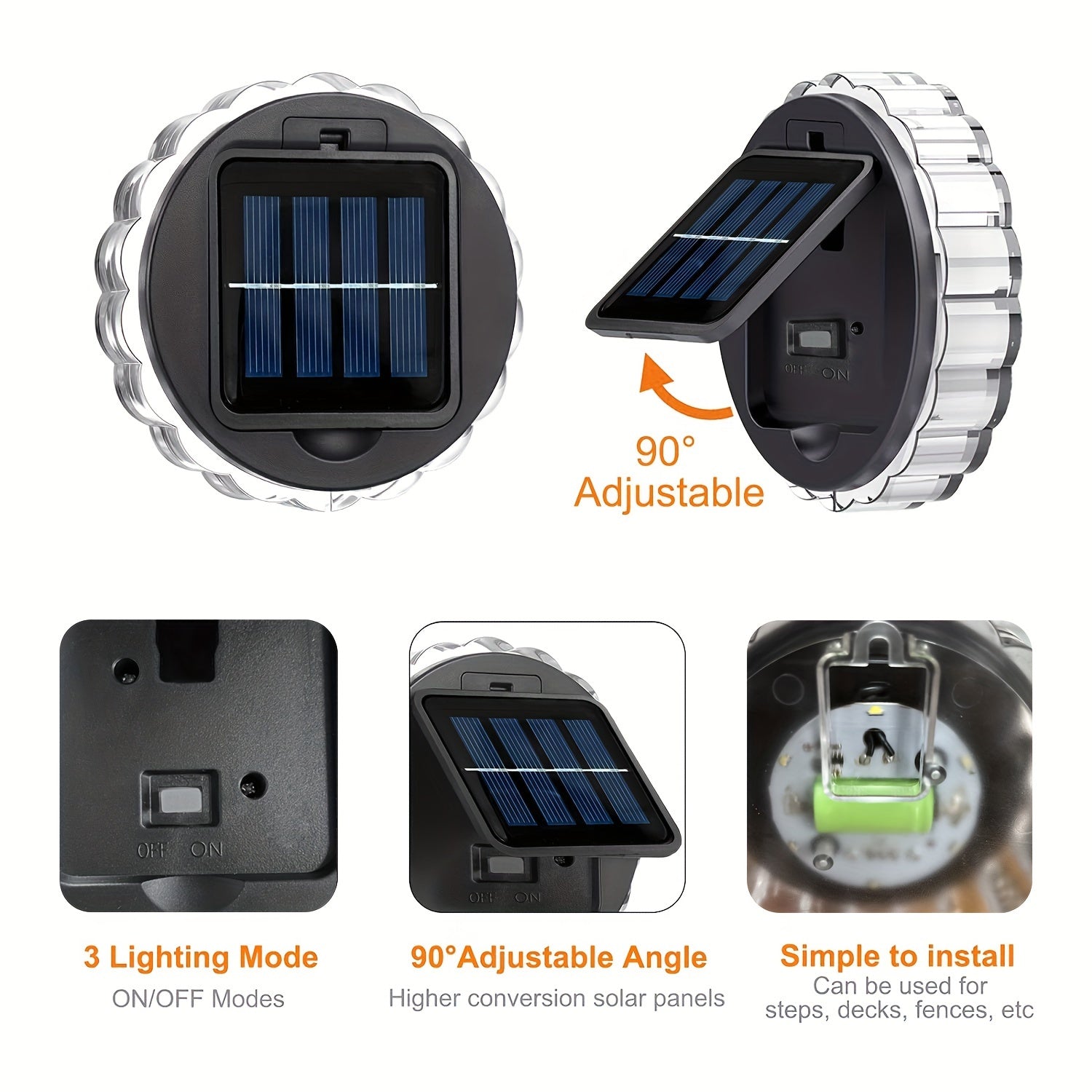 SolarFence - 4-Pack Waterproof Solar-Powered LED Lighting for Fences, Patios, and Stairs