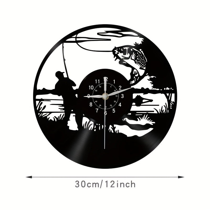 VinylCatch - Reloj de Pared de Pesca Vintage