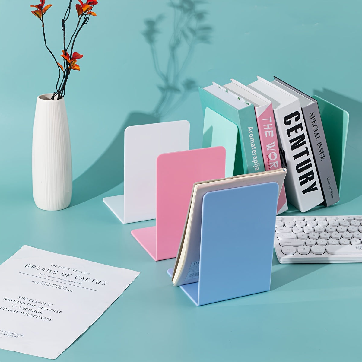 Set da 6 Supporti per Libri in Acrilico Trasparente - Supporto per Libri in Materiale PP Spesso per Casa e Ufficio