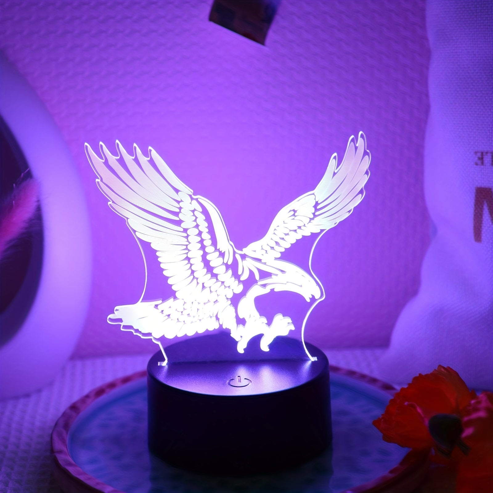 EagleLight - Lámpara nocturna LED 3D con control táctil, lámpara de mesa USB de 7 colores