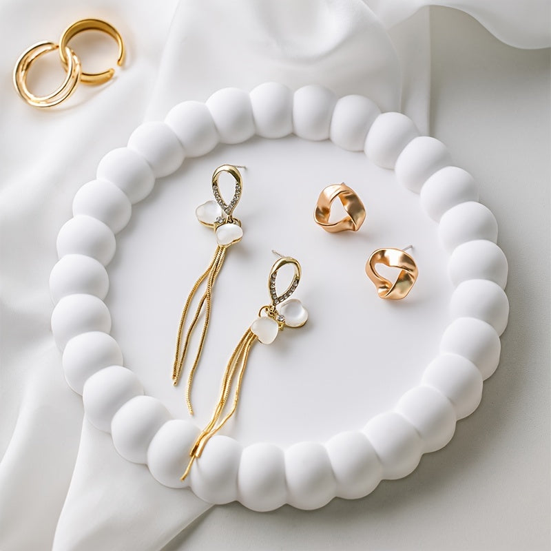 RingTray - Vassoio Rotondo Bianco per Gioielli | Per Anelli, Orecchini e Chiavi