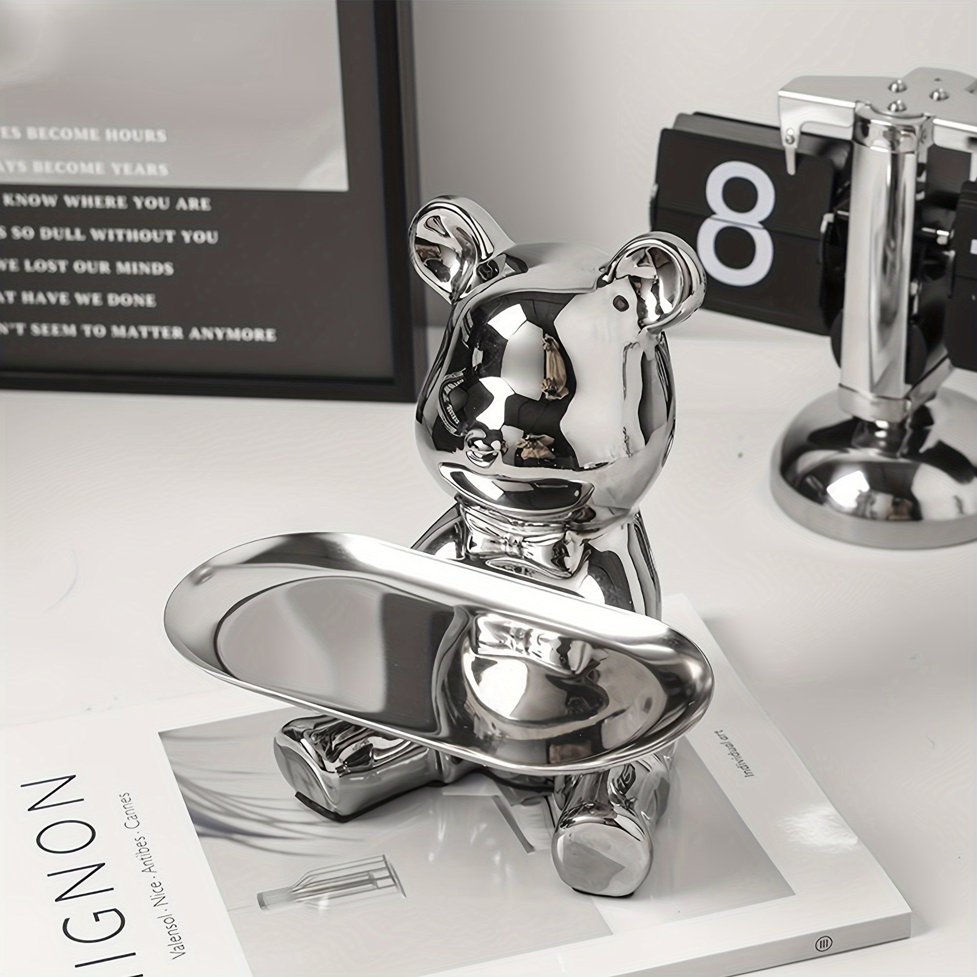 CeramiBear - Vassoio decorativo orso e coniglio in ceramica