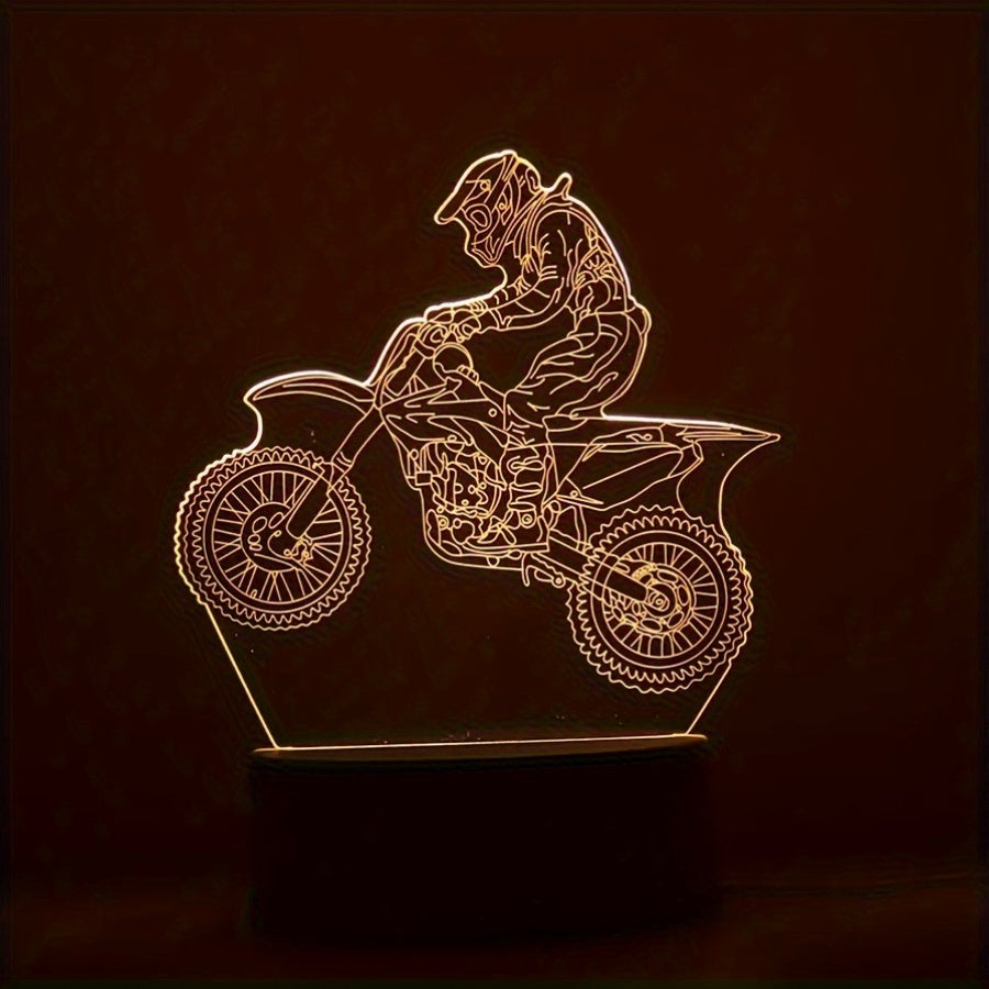 MotoLamp - Lámpara nocturna LED 3D tema Motocross, iluminación ambiental alimentada por USB