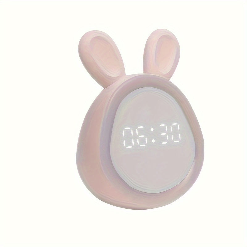 Reloj despertador de conejo adorable - con luz nocturna y recargable por USB