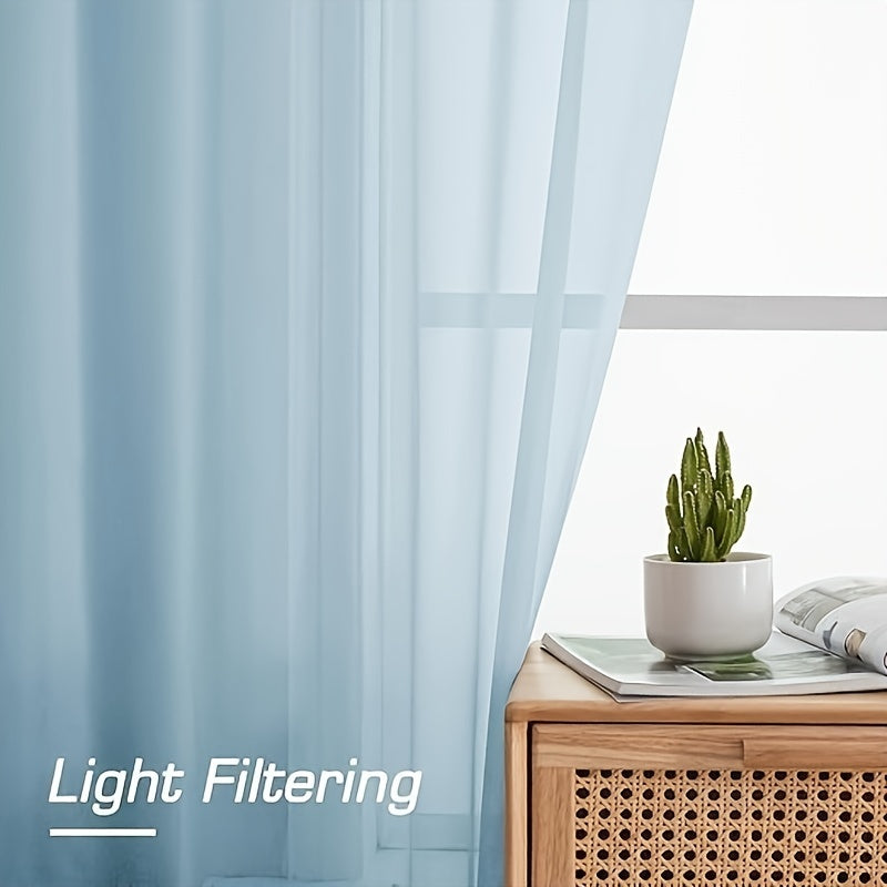 Cortinas semitransparentes - Paquete de 2 cortinas ligeras y transpirables de poliéster para dormitorio y puertas de terraza