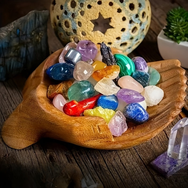 CrystalWood - Houten Handkom met Kristallen Accenten voor Dressoirorganisatie