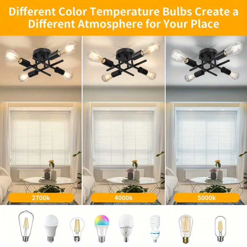 SatelliteLight - Lampada da soffitto moderna in ferro nero con stile industriale