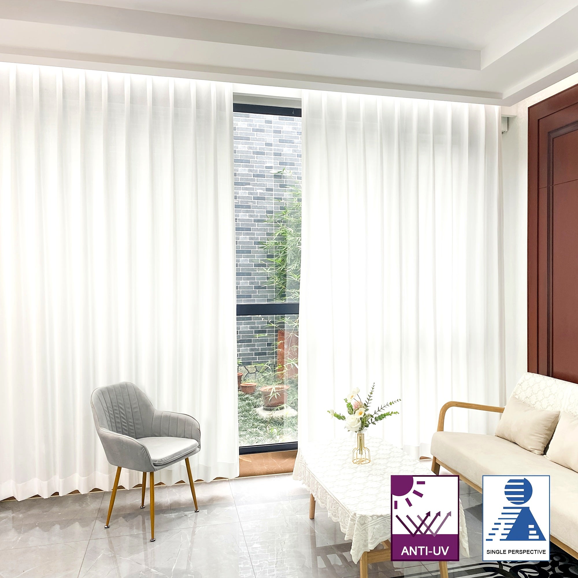 Tende Oscuranti Contemporanee - Tende a Maglia Resistenti ai Raggi UV 2 Pannelli