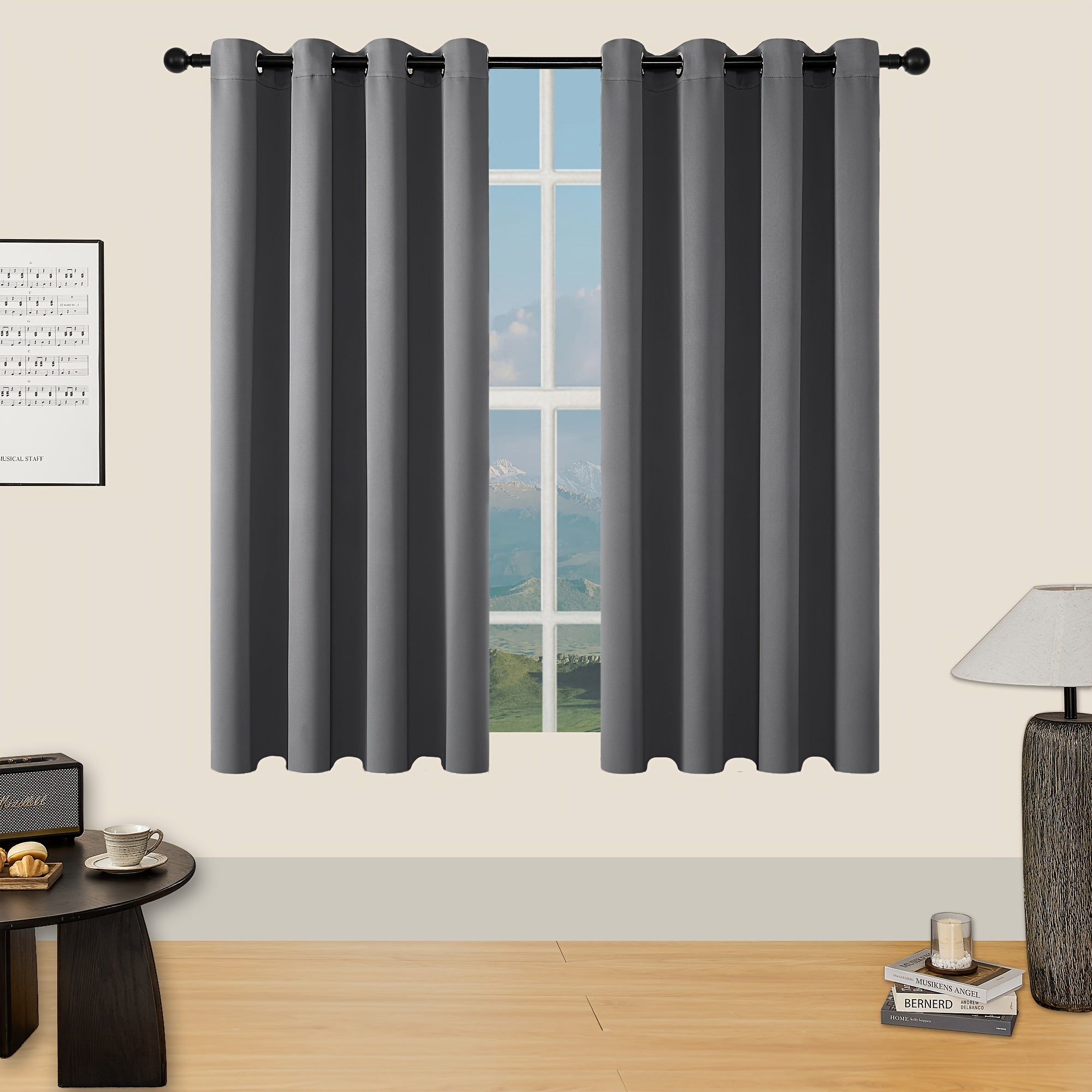 Tende Oscuranti - 2 Pezzi Tende Moderne in Poliestere con Isolamento Termico e Anelli