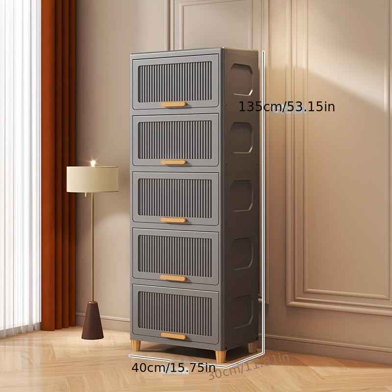 Zwart Flip-Top Opbergkast – Veelzijdige Rechthoekige Kunststof Opslag voor Huis, Keuken en Kantoor